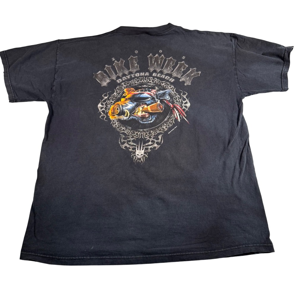 Vintage Daytona Bike Week 2005 Slick Designs Graphic T-Shirt Mens XL Black Good - Picture 8 of 11